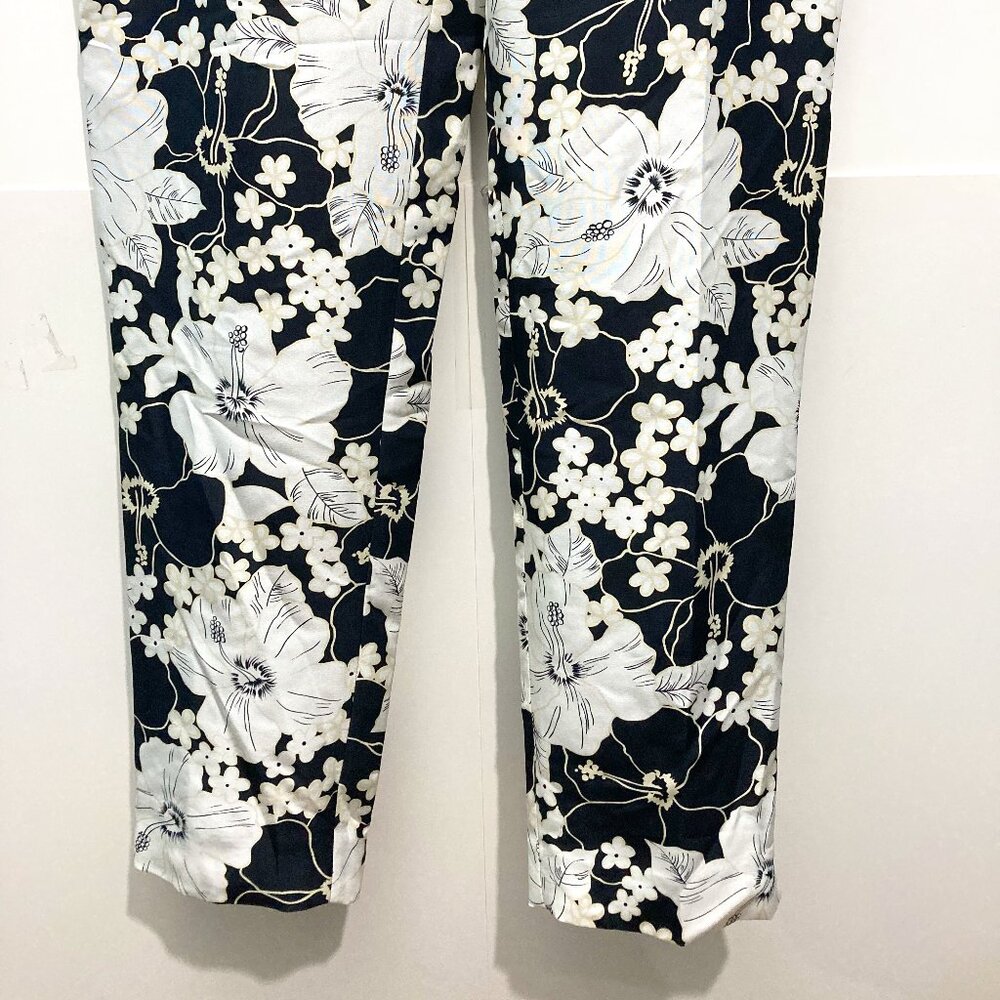 Real Clothes Floral pant Silk Ivory Black Lightweight Side Zip Size 6 - Picture 3 of 11